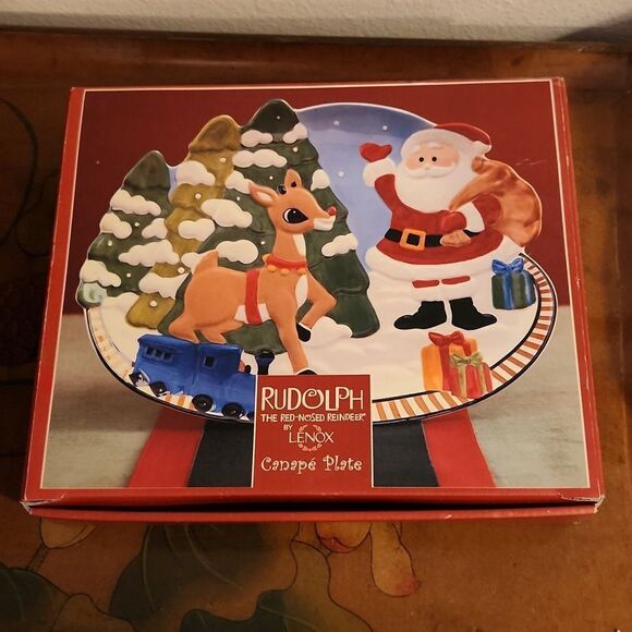 Lenox Rudolph Red Nose Reindeer Canape Plate Like New - Picture 5 of 5